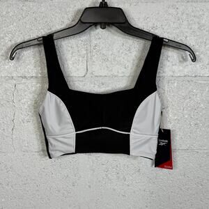 Reebok Long Line Color Block Bralette, Black, Small